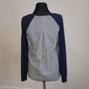 Tommy Hilfiger Nautical navy raglan top with striped back , XS